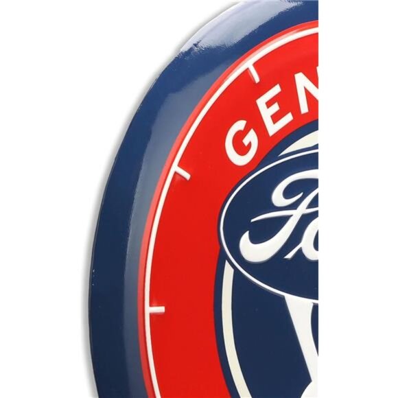 Official Ford V8 Genuine Parts Round Embossed Metal Hanging Wall Clock Collector - Picture 6 of 7